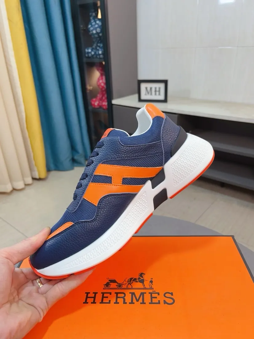 Men's shoes💰580🌸🌸【HERMES】Hermès high-end quality original shoe upper: 🔝tumbled calfskin, suede calfskin, shoe body sewn H totem, outsole: ultra-light TPU foam·rubber; two-color molded outsole, ultra-high quality control·fine workmanship: highlighting (high-end·luxury·grade) 38-44 (45 can be customized)